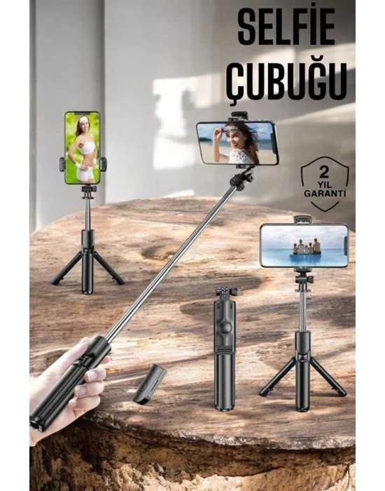 ® Kumandalı Tripod Telefon Tutucu Selfie Çubuğu 360 Derece Dönebilen