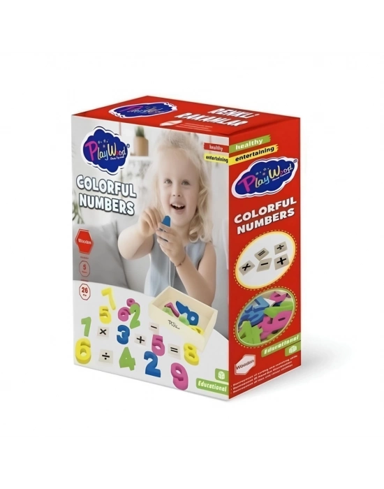® Kutuda 26 Parça Ahşap Kasalı Renkli Rakamlar