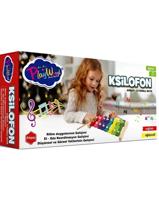 ® Kutuda Ahşap 8 Farklı Notalı Ksilofon