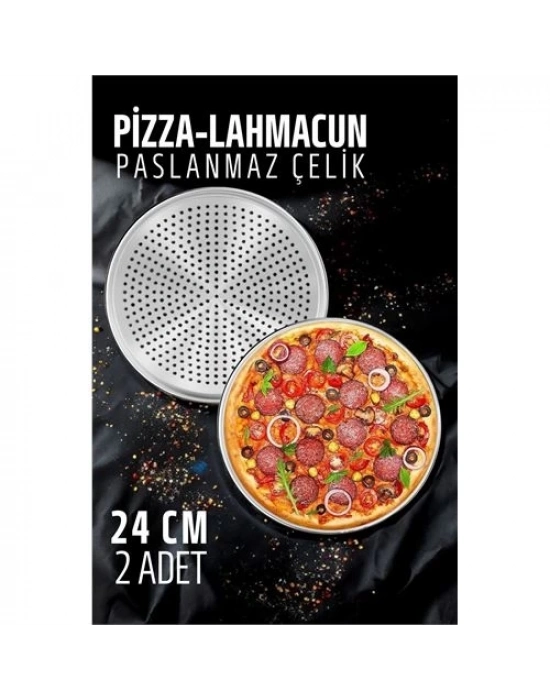 Lahmacun Pizza Pide Pişirme Tepsisi 24 CM 2 li SET 721567