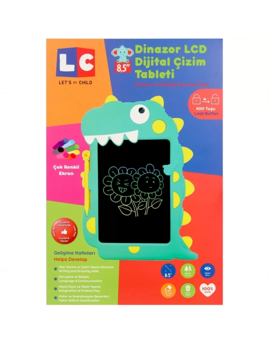 ® LCD Dijital Renkli Dinozor Çizim Tableti 8,5 İnç