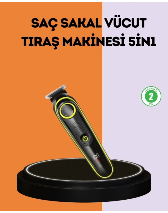 ® LED Ekranlı Şarjlı Saç ve Sakal Kesme Makinesi Erkek Bakım Cihazı Çok Başlıklı Set