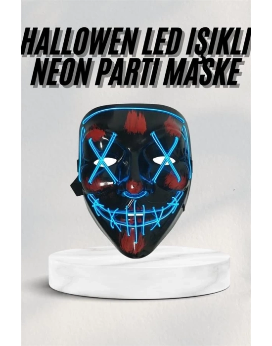 Led Işıklı Neon Maske Cadılar Bayramı Maskesi Korkunç Korku Maskesi
