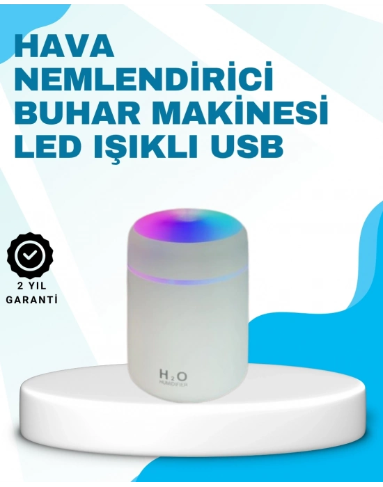 ® LED Işıklı Sessiz Masaüstü Nemlendirici – 3 Buhar Modu