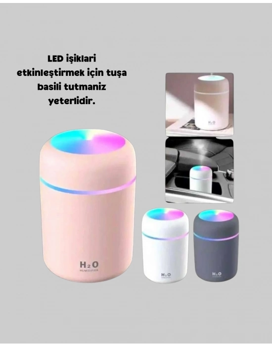 ® LED Işıklı USB Nemlendirici – Sürekli ve Aralıklı Püskürtme Modu