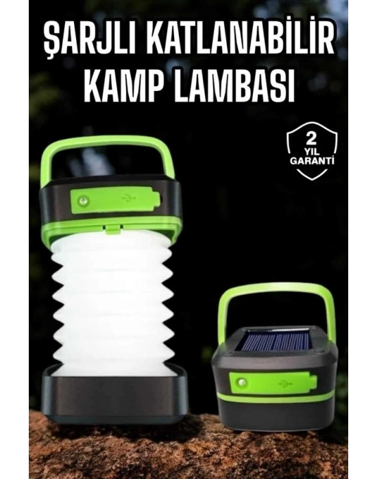® Led Lamba Kamp Lambası Hafif Taşınabilir Şarj Süreli Akordeon El Fenerli