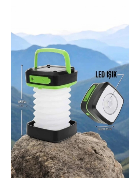 ® Led Lamba Kamp Lambası Hafif Taşınabilir Şarj Süreli Akordeon El Fenerli