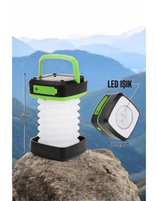 ® Led Lamba Kamp Lambası Hafif Taşınabilir Şarj Süreli Akordeon El Fenerli