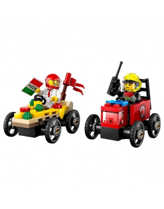 ® City Pizza Arabası İtfaiye Kamyonuna Karşı Yarış Arabası Paketi 60458