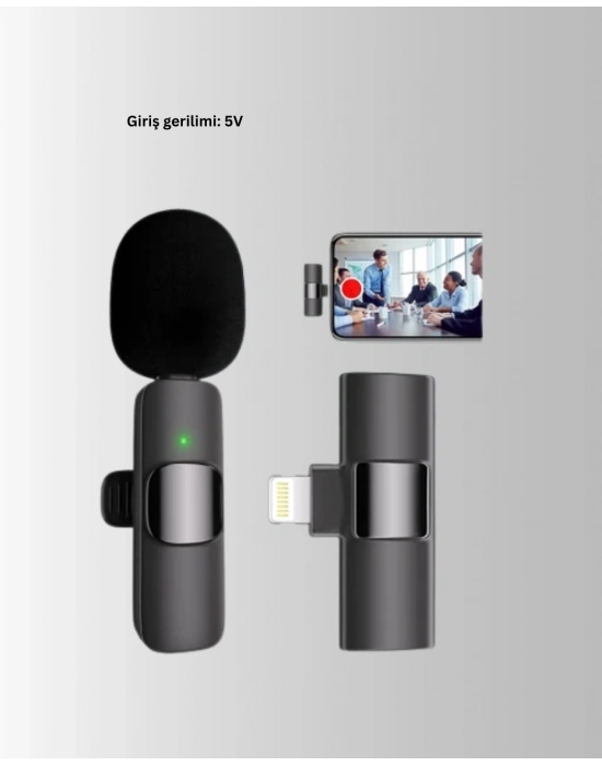 ® Lightning Girişli 2’li Kablosuz Yaka Mikrofonu Çift Kişilik Kayıt
