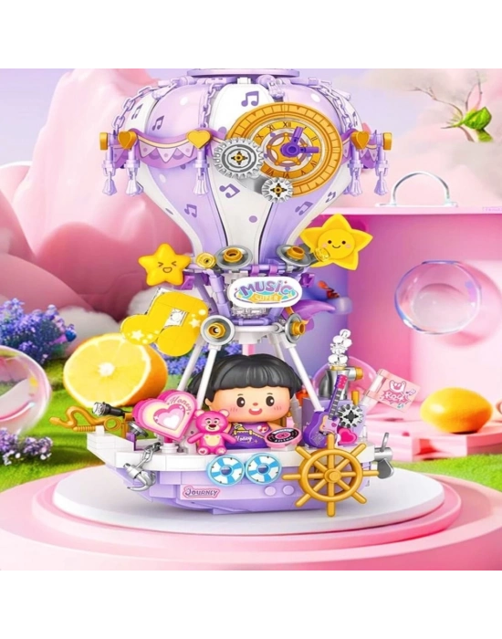 ® LZ4111   MOR HAVA BALONU  BLOCK OYUNCAK 666 PARÇA