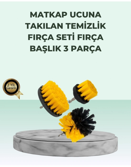 ® Matkap Uyumlu Temizlik Fırçası Seti 3’lü Çok Amaçlı