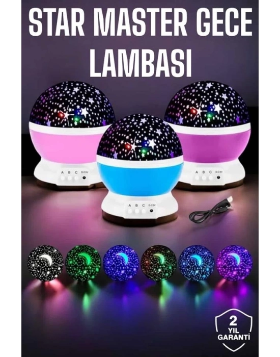 ® Mavi ve Mor Işıklı Star Master Projeksiyon Lambası