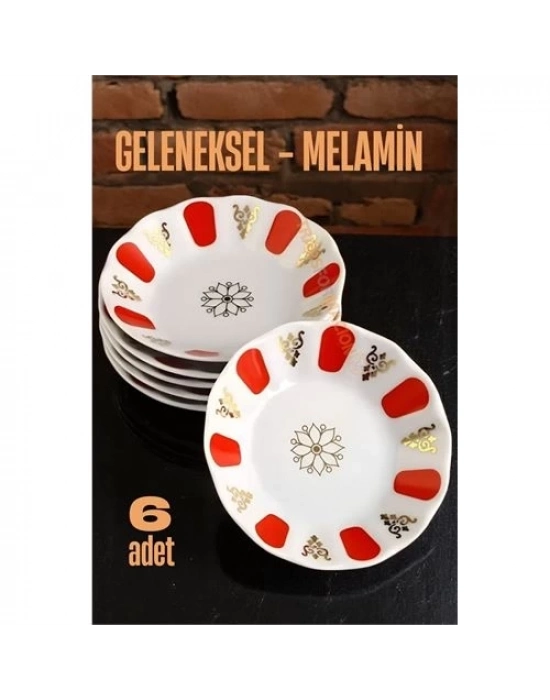 ® Melamin Çay Tabağı 6 Adet Geleneksel Türk Çay Bardağı Altlığı