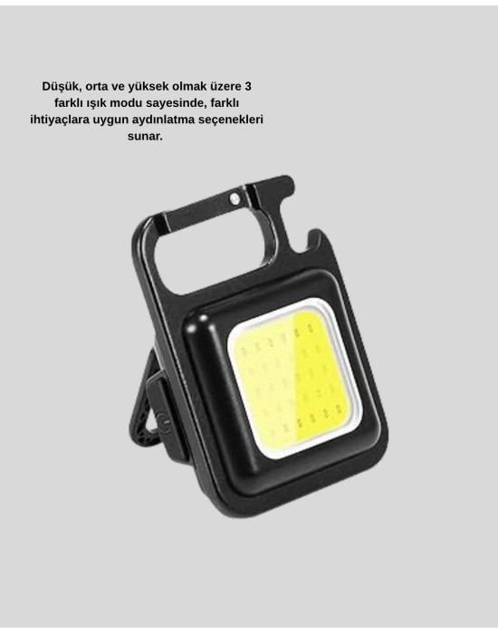 ® Mini 800 Lümen LED El Feneri – USB Şarjlı, 3 Kademeli Işık, Şişe Açacaklı Taşınabilir Tasarım