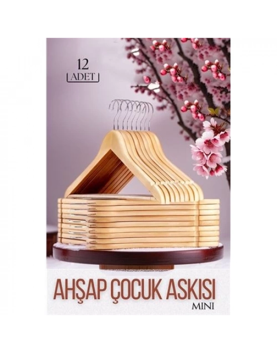 12’li Lüks Masif Ahşap Çocuk Askı Seti - Elena Rostova Stil Seçkisi - 30 cm 719137