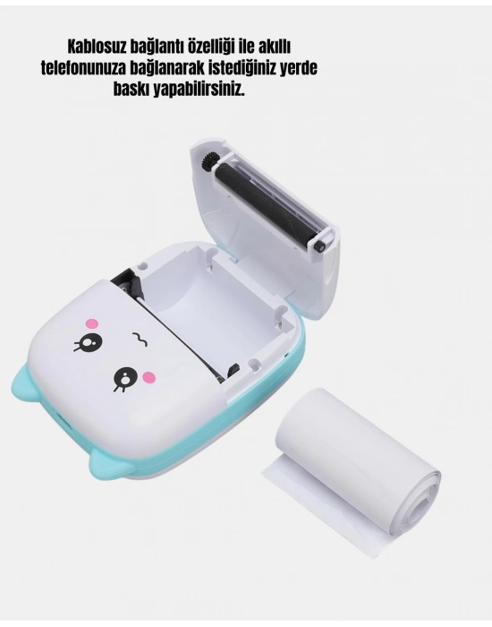 Mini Bluetooth Termal Yazıcı 1200mAh Şarjlı Taşınabilir