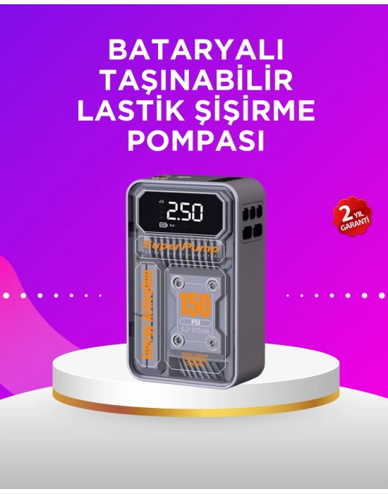 ® Mini Boy Elektrikli Şarjlı Yüksek Basınçlı Lastik Şişirme Pompası