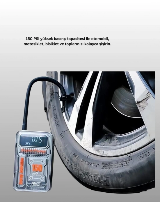 ® Mini Boy Elektrikli Şarjlı Yüksek Basınçlı Lastik Şişirme Pompası