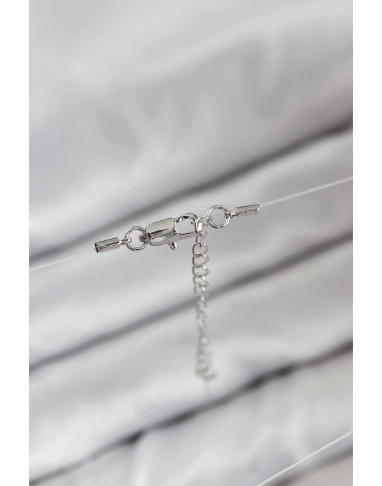 ® Misineli Kalp Model Gümüş Renk Hayalet Kolye