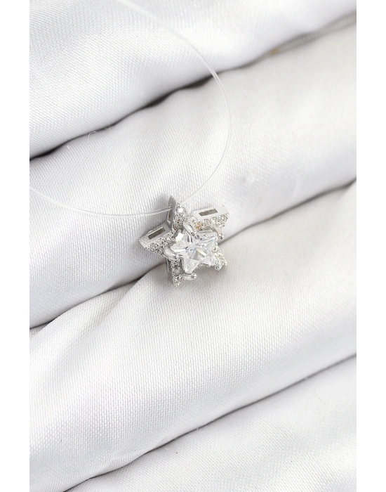 ® Misineli Yıldız Model Gümüş Renk Hayalet Kolye