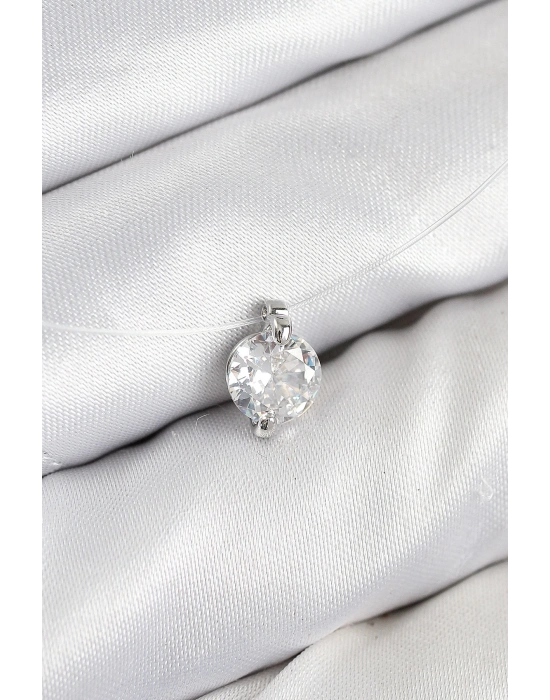 ® Misineli Zirkon Taşlı Model Gümüş Renk Hayalet Kolye