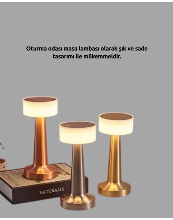 ® Modern USBli Kablosuz Masa Lambası – Minimalist Tasarım, 3 Farklı Parlaklık