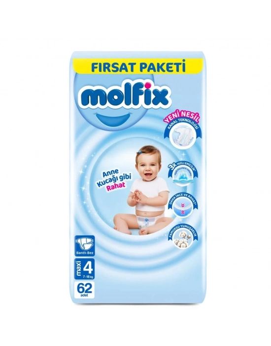 ®   Bebek Bezi Fırsat Paketi 4 Beden 7-14 Kg 62 Adet