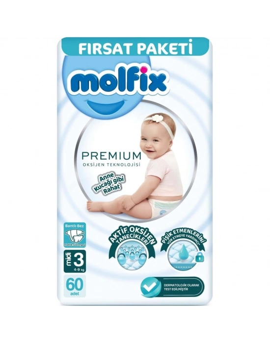 ®   Premium Bebek Bezi Fırsat Paketi 3 Beden 4-9 Kg 60 Adet