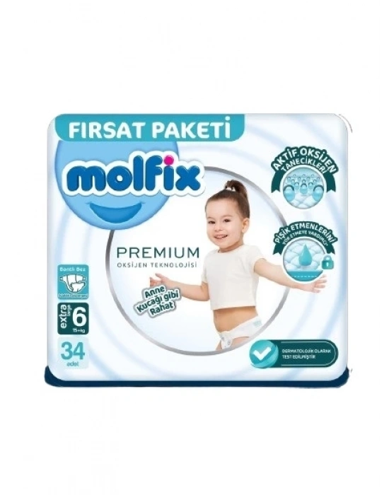 ®   Premium Bebek Bezi Fırsat Paketi 6 Beden 15+ Kg 34 Adet