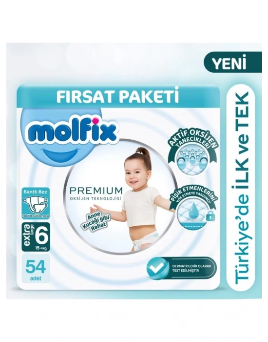 ®   Premium Bebek Bezi Ultra Fırsat Paketi 6 Beden 15+ Kg 54 Adet