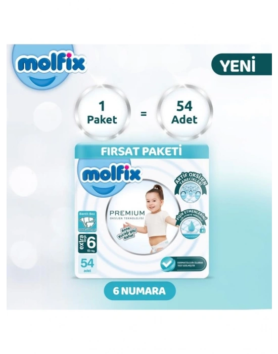 ®   Premium Bebek Bezi Ultra Fırsat Paketi 6 Beden 15+ Kg 54 Adet