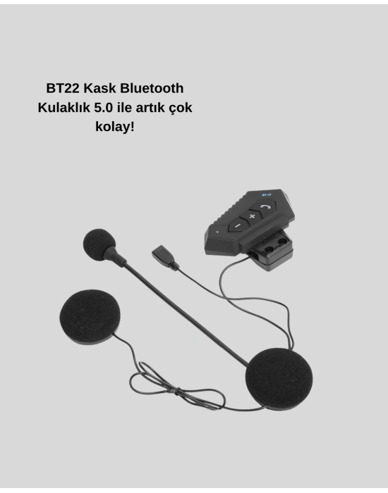 ® Motosiklet Kaskı İçin Bluetooth Kulaklık – Kablosuz, Mikrofonlu, Gürültü Azaltmalı BT22