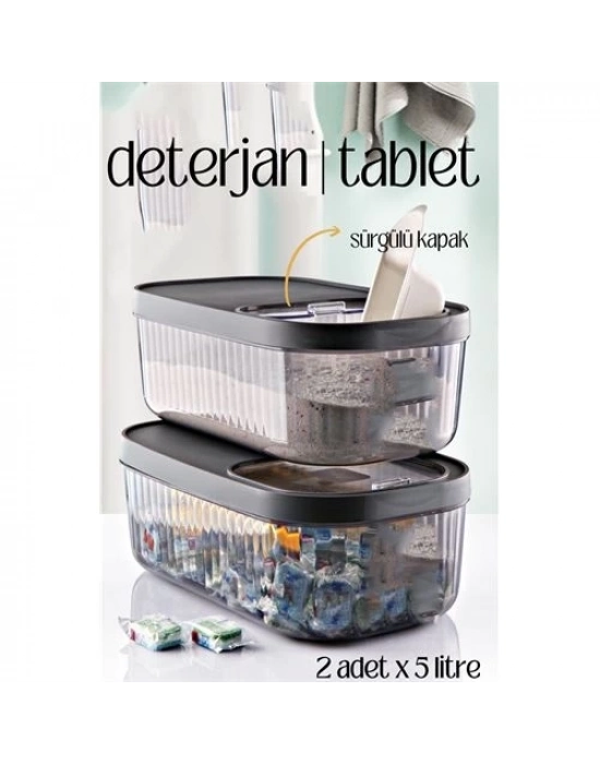 ® MultiBox Deterjan Tablet Kutusu Sürgülü Kapak 5 Litre 2 ADET