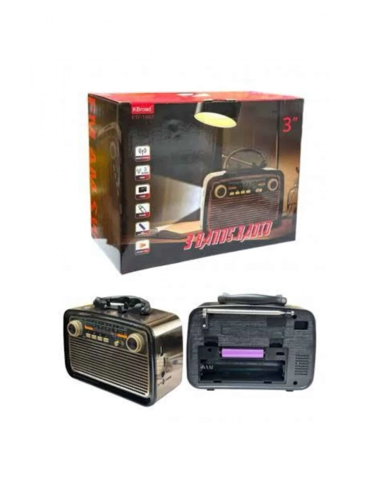 ® Müzik Kutusu Bluetooth Bağlantılı El Fenerli Nostaljik Tasarım Radyo