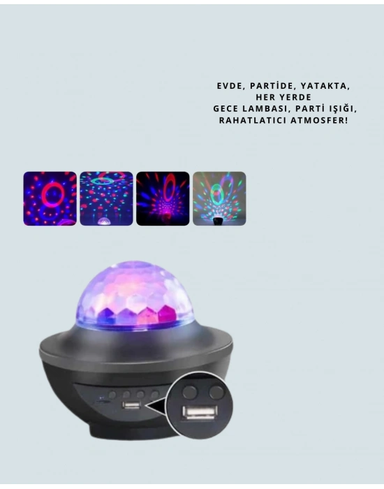 ® Müzik Ritimli Işık Değişimi & Dönen Dalga Efekti – Galaxy Projektör