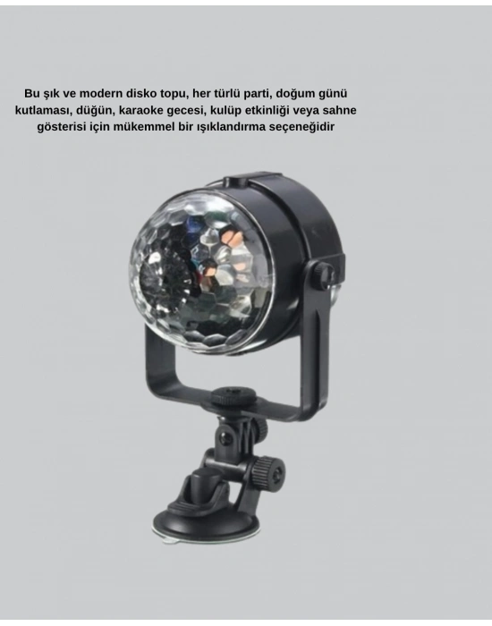 ® Müzik Ritmine Duyarlı Renkli Disko Topu – 7 Modlu Işıklı Parti Lambası