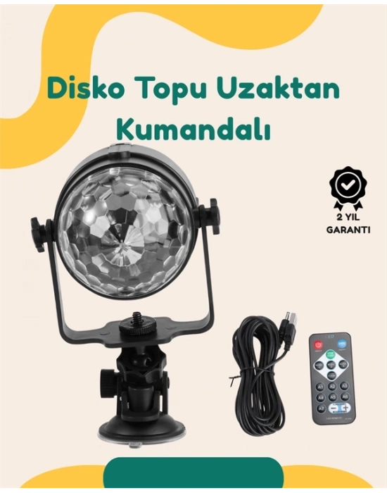 ® Müzik Ritmine Uyumlu 7 Modlu Renkli Disko Topu Işığı