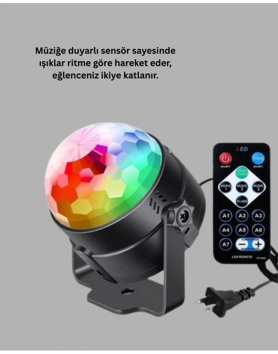 ® Müzik Sensörlü Renkli LED Parti Işığı