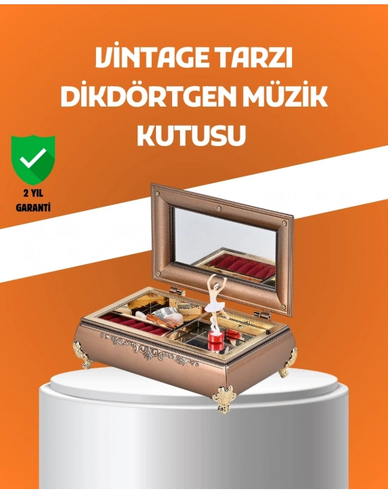 ® Müzikli Balerin Figürlü Takı Kutusu Piyano Desenli Dekoratif
