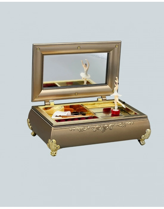 ® Müzikli Balerin Figürlü Takı Kutusu Piyano Desenli Dekoratif