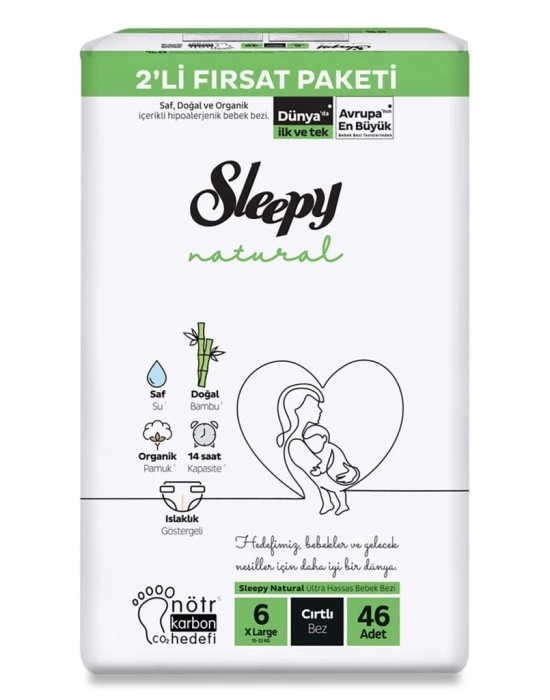 ®   Natural Bebek Bezi 2Li Fırsat Paketi 6 Beden 46 Adet