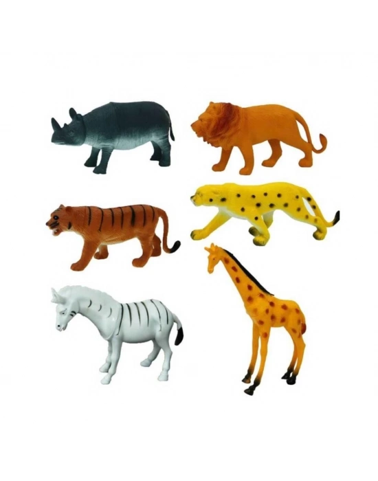 ® 0715 Vahşi Hayvanlar Poşetli 6lı Hayvan Oyun Seti -
