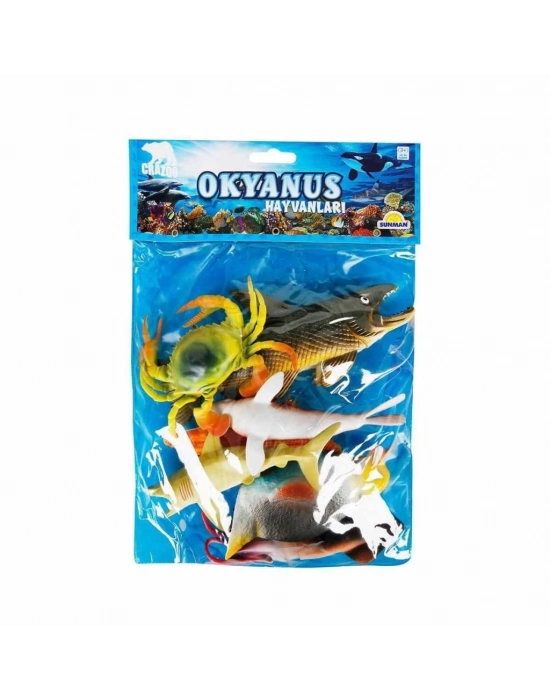 ® 1000713 Okyanus Hayvanları Poşetli 7li Hayvan Oyun Seti -