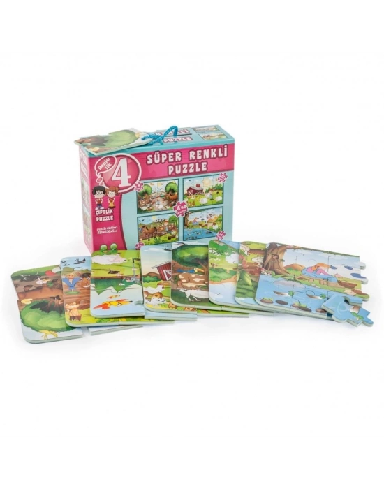 ® 3222 ÇİFTLİK SÜPER RENKLİ PUZZLE 4LÜ