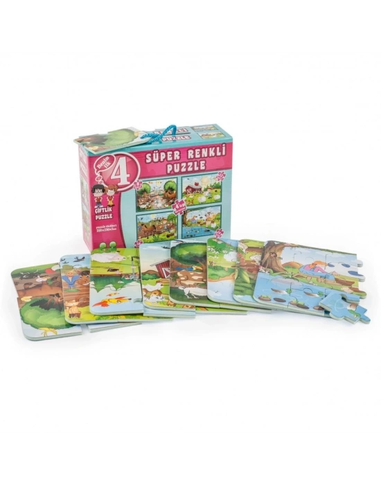 ® 3222 ÇİFTLİK SÜPER RENKLİ PUZZLE 4LÜ