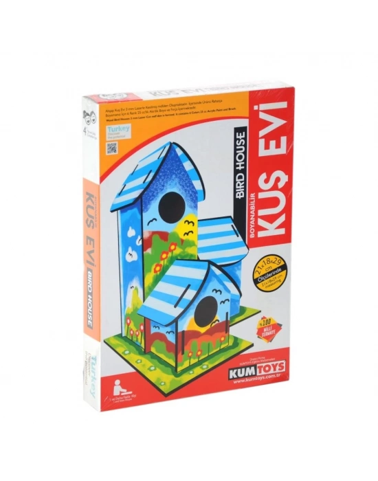 ® 5269 Boyanabilir 3lü Kuş Evi - Bird House