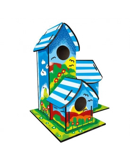 ® 5269 Boyanabilir 3lü Kuş Evi - Bird House