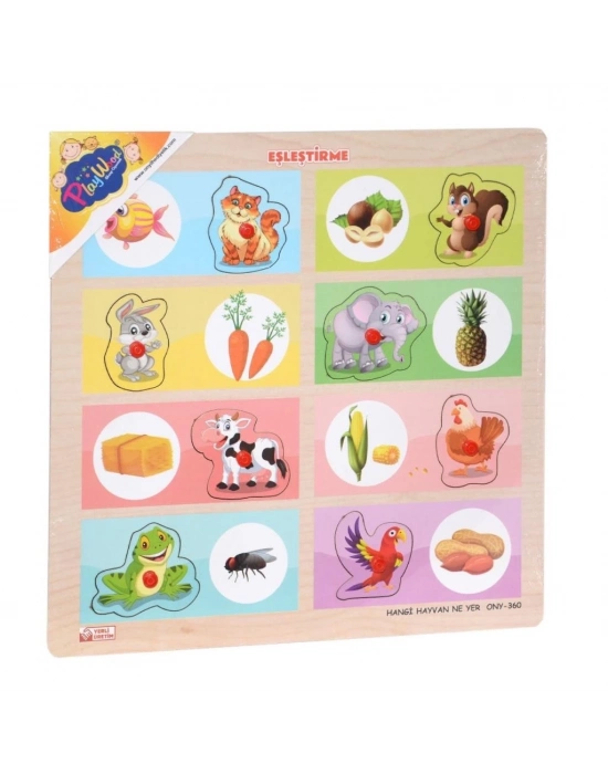 ® ONY-360-361 Ahşap Tutmalı Eşleştirme - Hangi Hayvan Ne Yer