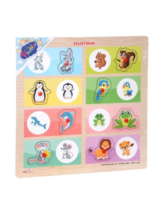 ® ONY-366-367 Ahşap Tutmalı Eşleştirme -Hayvanlar ve Yavruları
